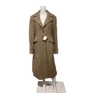 NWT COACH Wool Single Breasted Long Peacoat Brown
